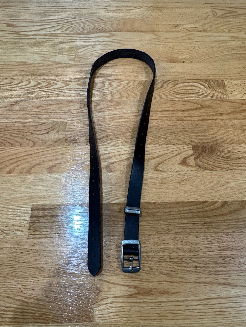 Lucky Brand Black Leather Belt with Silver-Tone Buckle